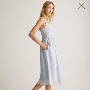 Quince Light Blue Striped Midi Dress Sz Large